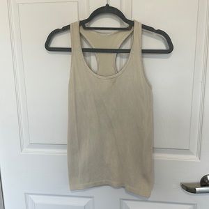 cream scoop neck tank
